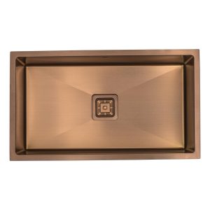 Copper Stainless Steel 3/4 Radius Single Bowl Square Drain Kitchen Sink