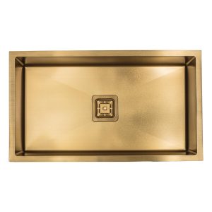 Gold Stainless Steel 3/4 Radius Single Bowl Square Drain Kitchen Sink