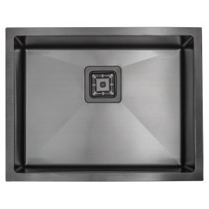 21″ Black Stainless Steel 3/4 Radius Single Bowl Square Drain Kitchen Sink