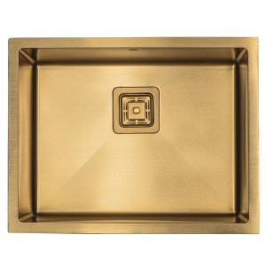 21″ Gold Stainless Steel 3/4 Radius Single Bowl Square Drain Kitchen Sink