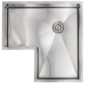 30” Corner Stainless Steel Kitchen Sink Single Bowl 16 Gauge Sink 3/4 Radius ACCESSORIES INCLUDED
