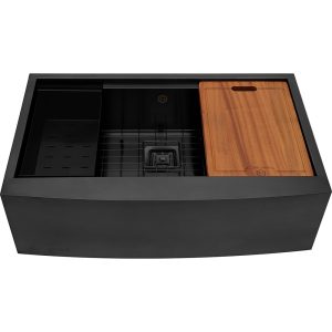 Gun Metal Black Farmhouse Apron Kitchen Sink SA33BLK ACCESSORIES INCLUDED