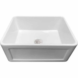 23″ White Porcelain Farmhouse Apron Sink