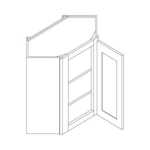 Wall Diagonal Open Frame Glass Door Cabinet with Finished Interior 24" x 30"