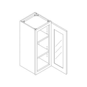 Wall Open Frame Glass Door Cabinet with Finished Interior 18" x 42"