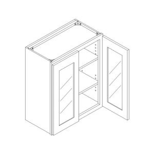 Wall Open Frame Glass Door Cabinet with Finished Interior 30" x 36"