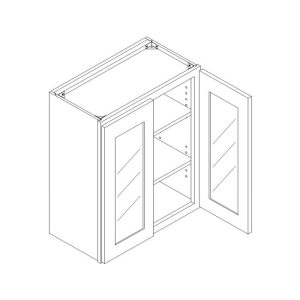 Wall Mullion Glass Door Cabinet with Finished Interior 30" x 30"