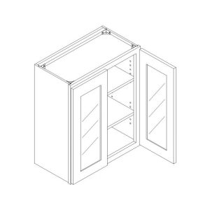 Vanderbilt Driftwood Grey Wall Open Frame Glass Door Cabinet 36"W x 30"H