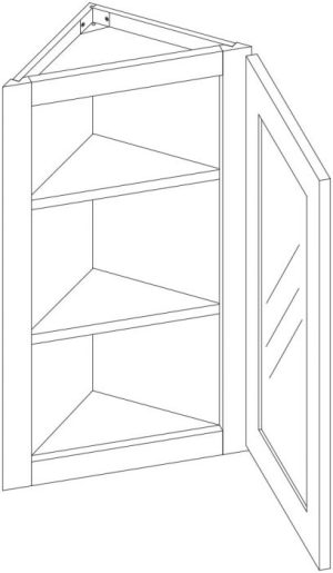 Montgomery Grey Elite Angle Wall Open Frame Glass Door Cabinet 12"W x 36"H