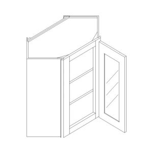 Wall Diagonal Glass Door Cabinet with Finished Interior 24" x 36"
