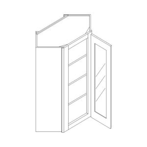 Wall Diagonal Open Frame Glass Door Cabinet with Finished Interior 24" x 42"