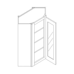 Wall Diagonal Open Frame Glass Door Cabinet with Finished Interior 27" x 42"